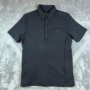 Mission Workshop Polo Shirt Mens Small Black Button Down Collar Chest Pocket